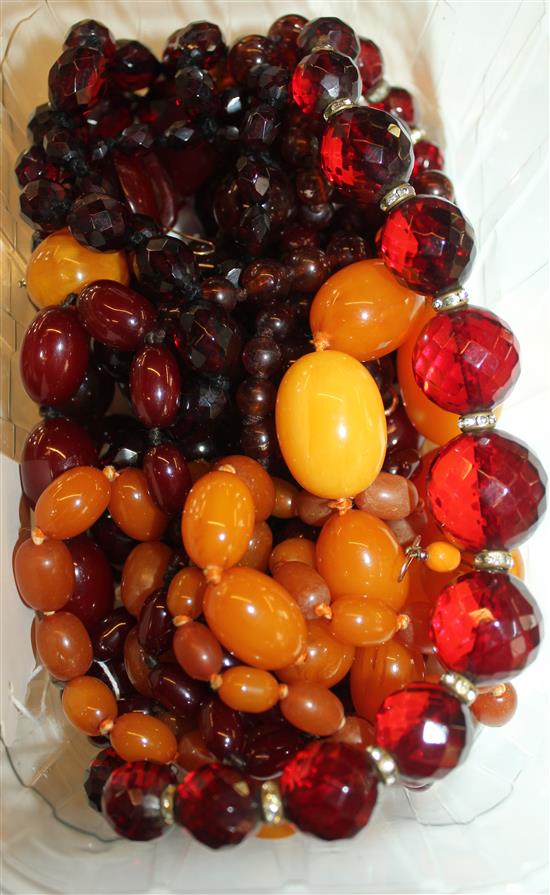 Cherry Amber bakelite bead necklaces and other bead necklaces